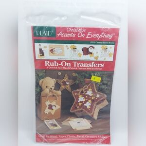 Vtg Plaid Rub on transfers #57135 Country Santa